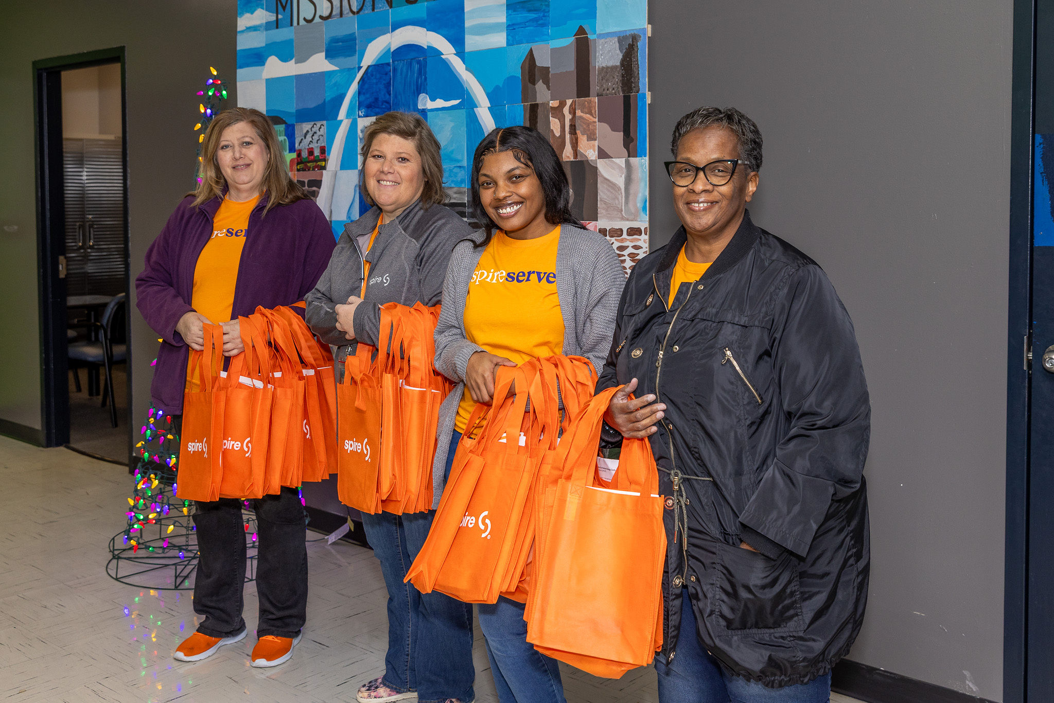 Spire employees at Thanksgiving Essentials Drive 