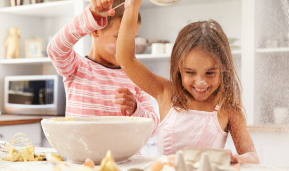 Kids playing in kitchen