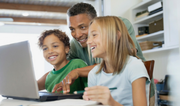 Family reading computer