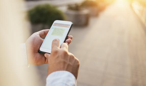 Customer using smart phone