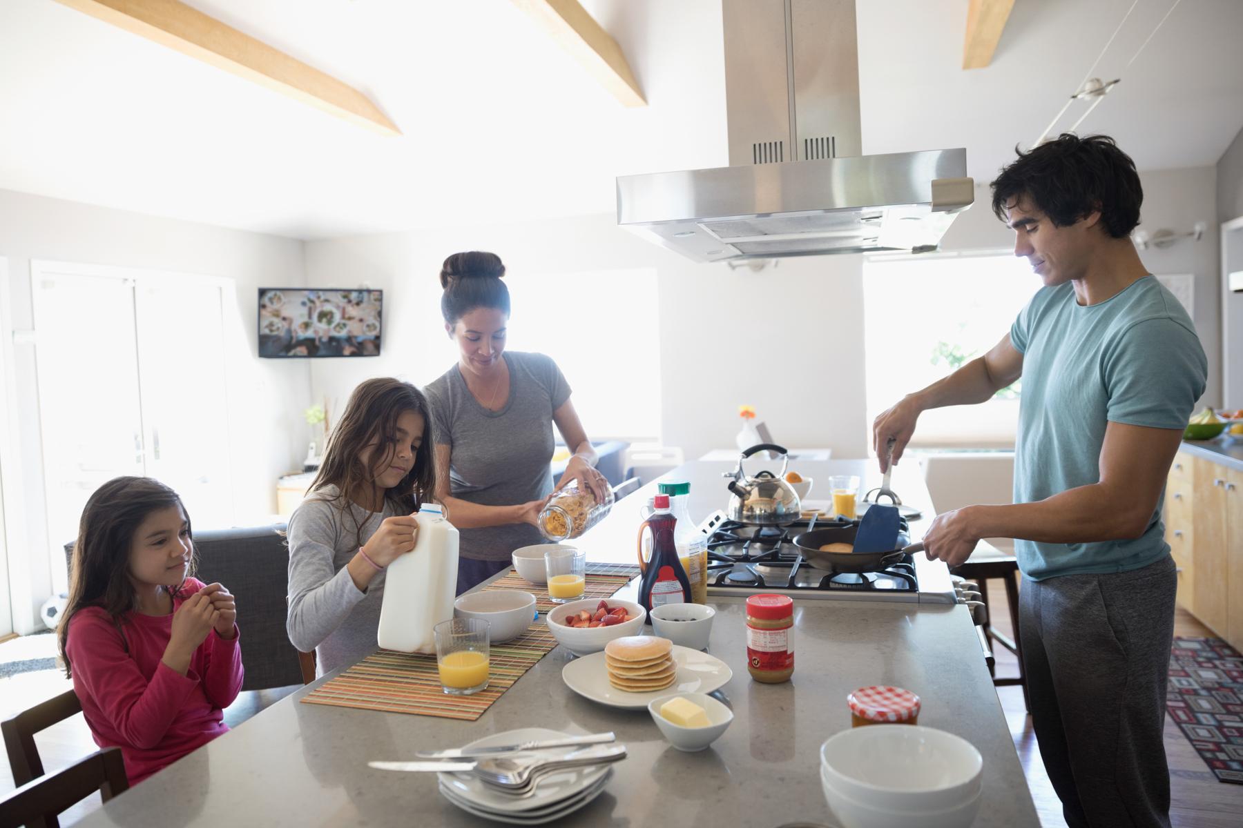 Family eating breakfast