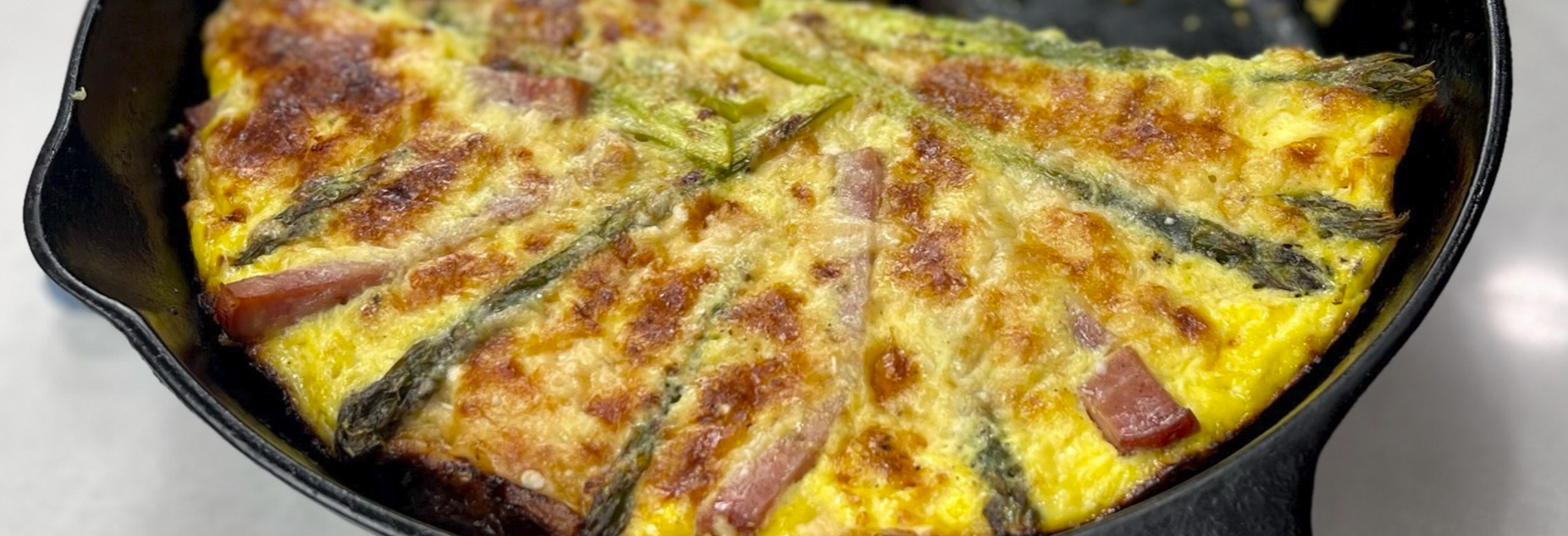 Image of frittata in a cast iron skillet