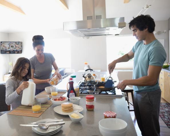 Family eating breakfast