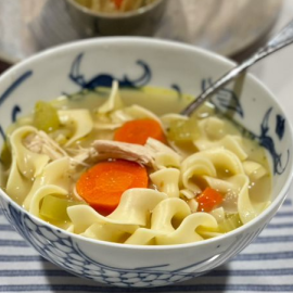 Image of a bowl filled with turkey soup